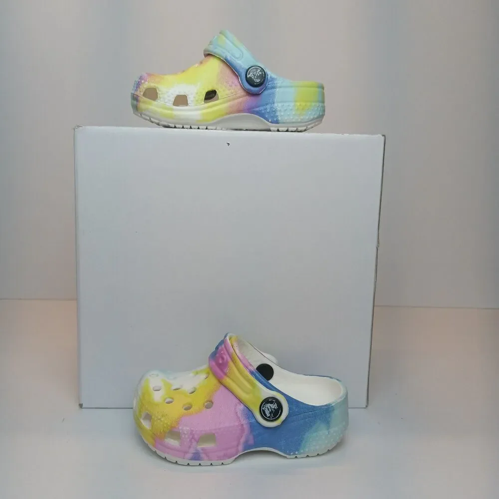 Crocs 2TBoy/3TGirl Pastel Tye Dye Design Classic Clog Shoes